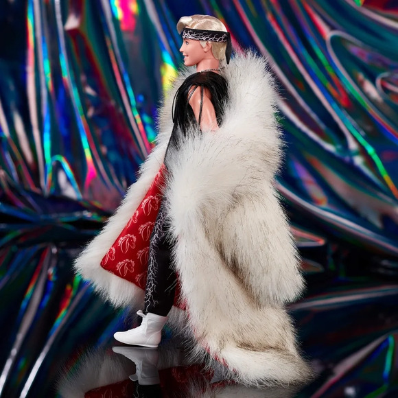 Barbie The Movie, Ken Doll in Faux Fur Coat and Black Fringe Vest. - Picture 2 of 16